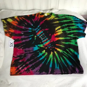 5X Discharged Tie-Dye Time Warp Rainbow Spiral Tee