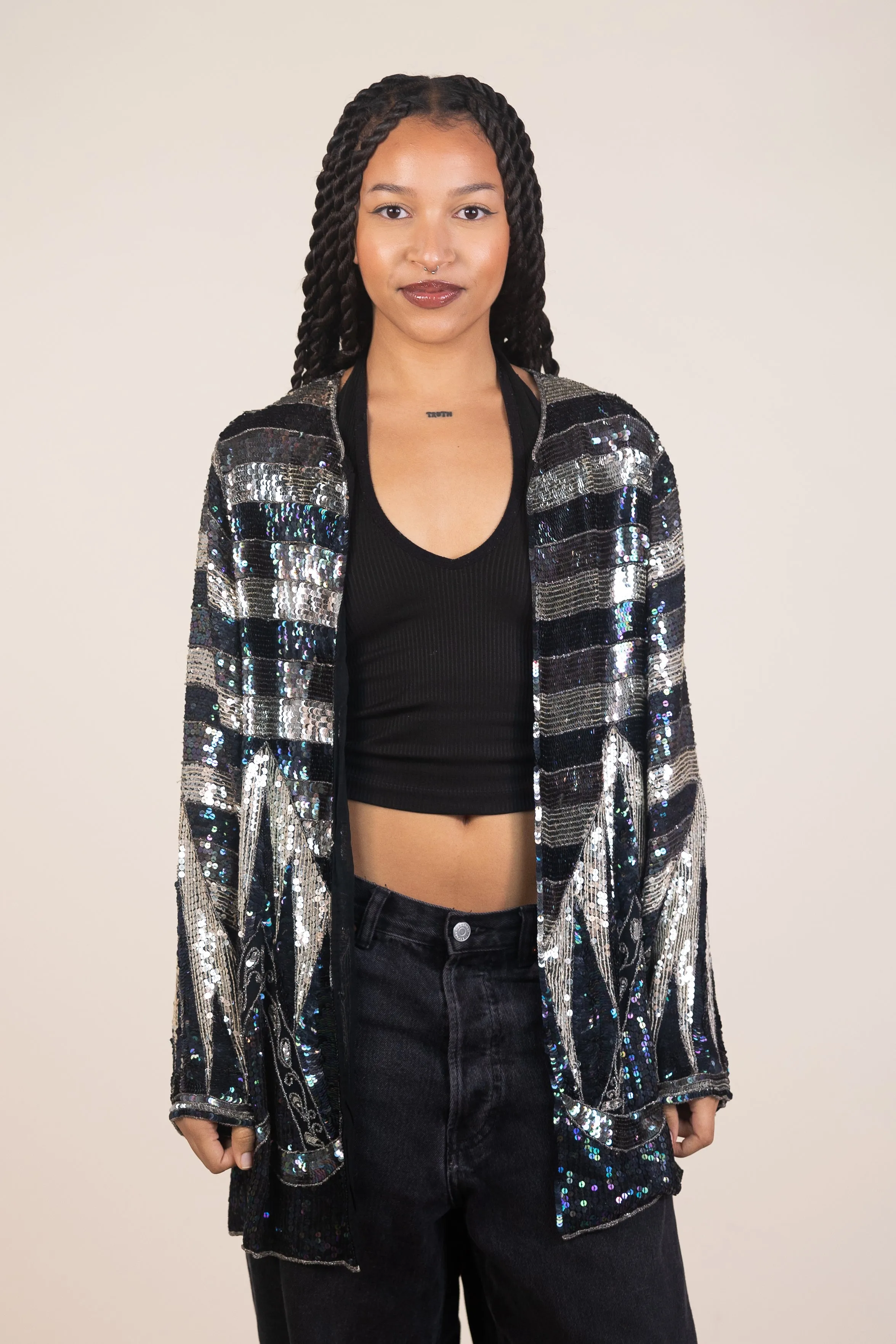 80s Sequin Draped Cardigan