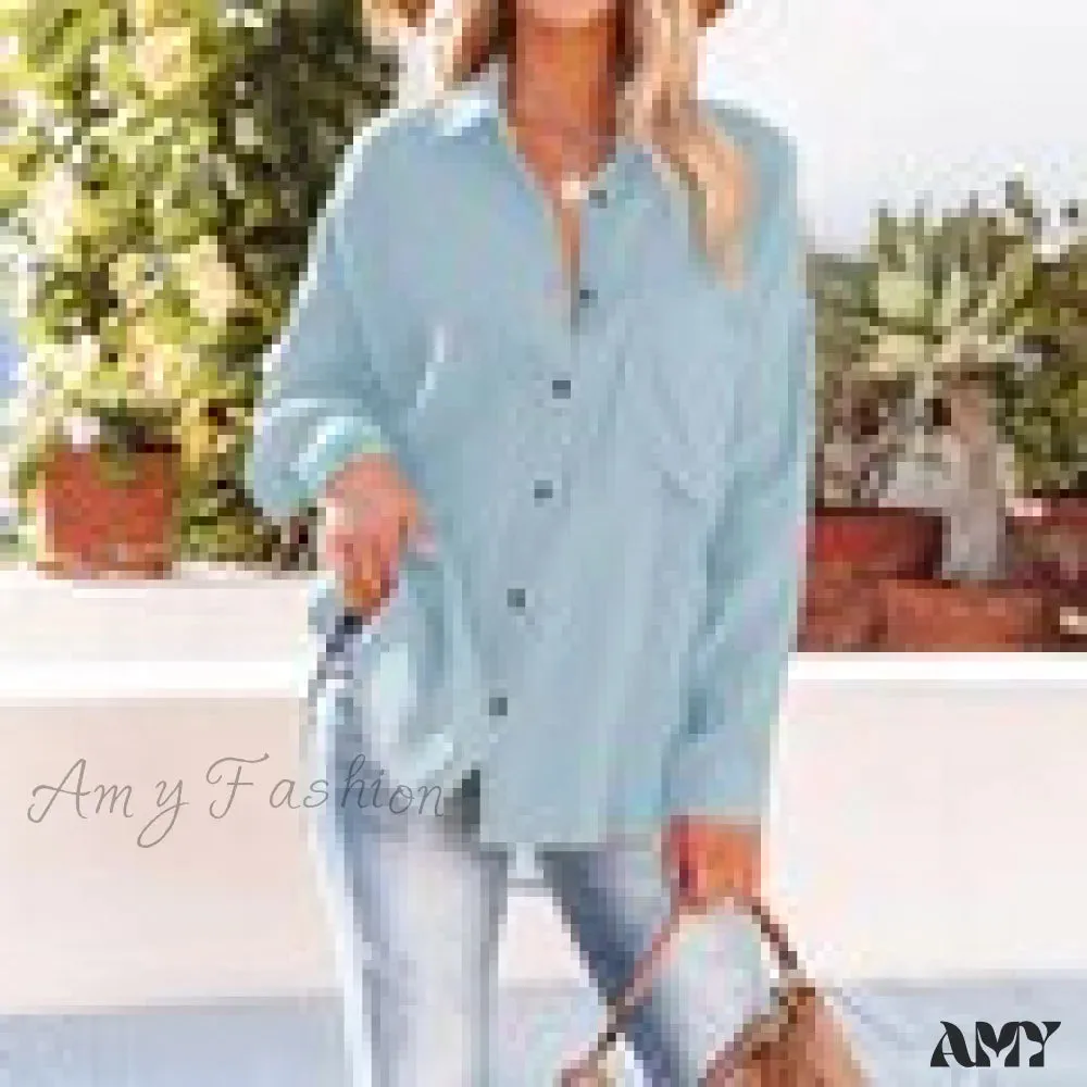 Amy Fashion - Casual Elegant Lapel Button Down Shirt