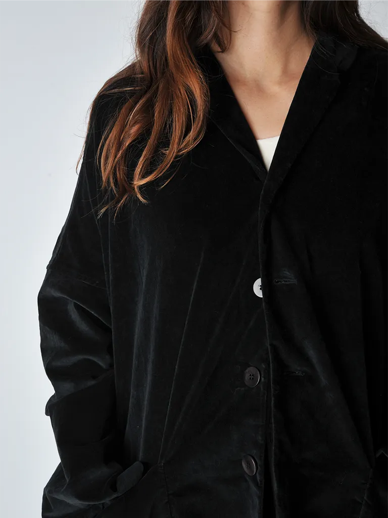 Black Velvet Loose Coat