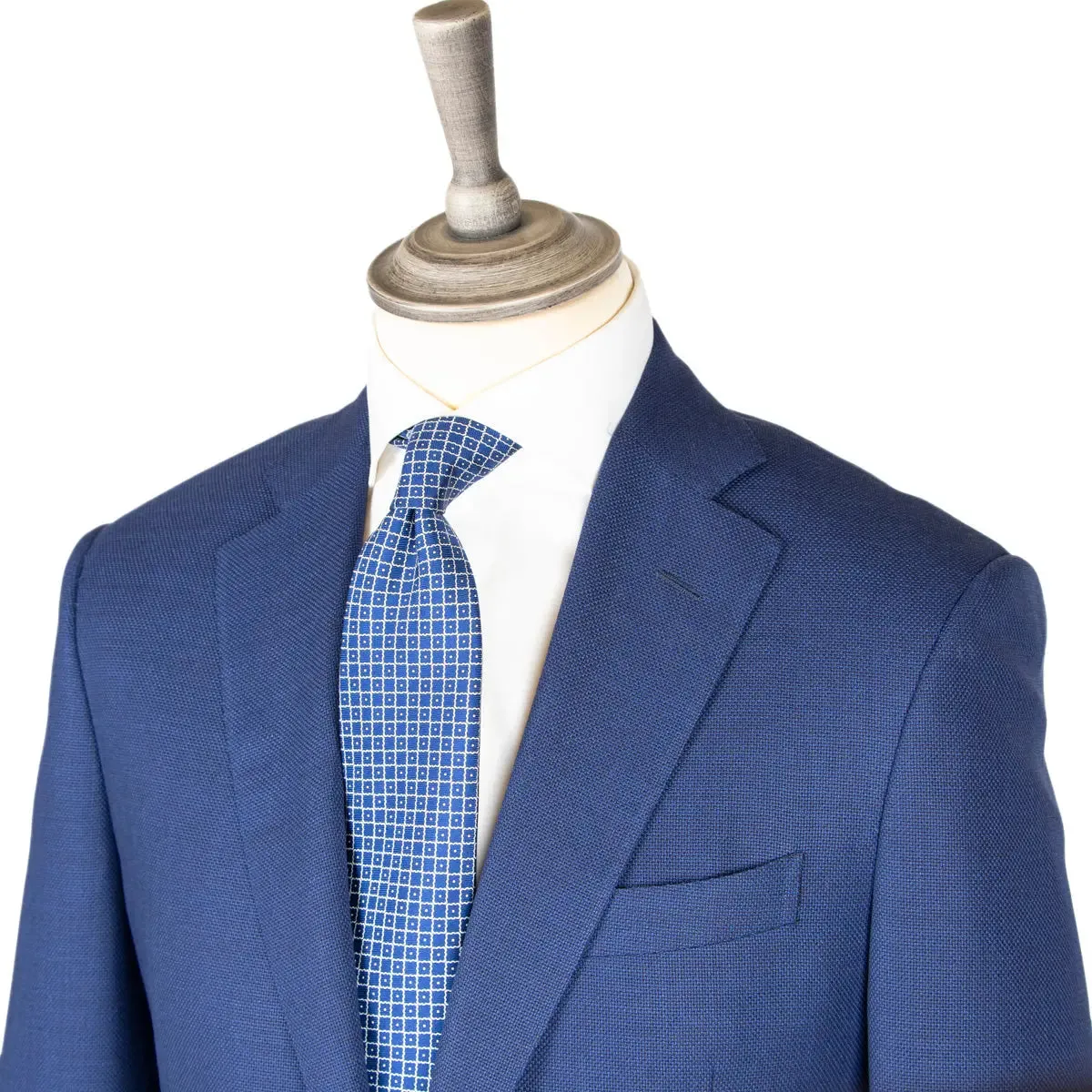 Blue Basket Weave Organic Wool Blazer