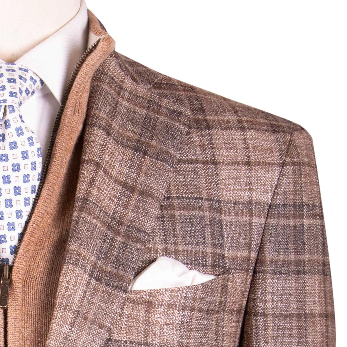 Brown Check Wool, Silk, & Cashmere Jacket