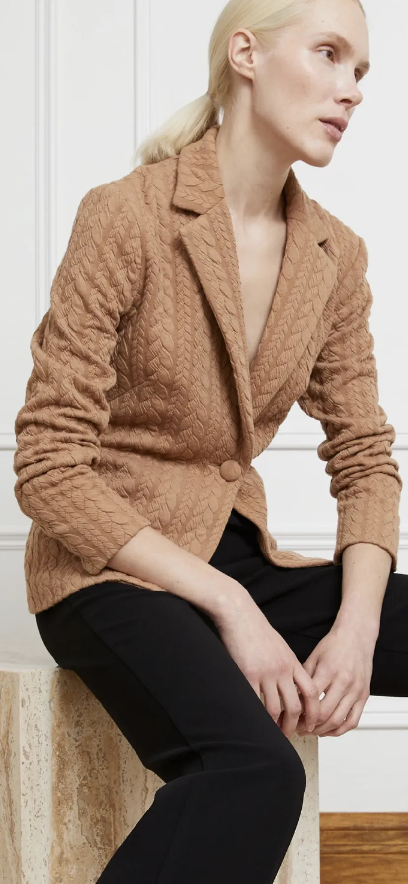 Cable knit Sweater Blazer by Joeffer Caoc