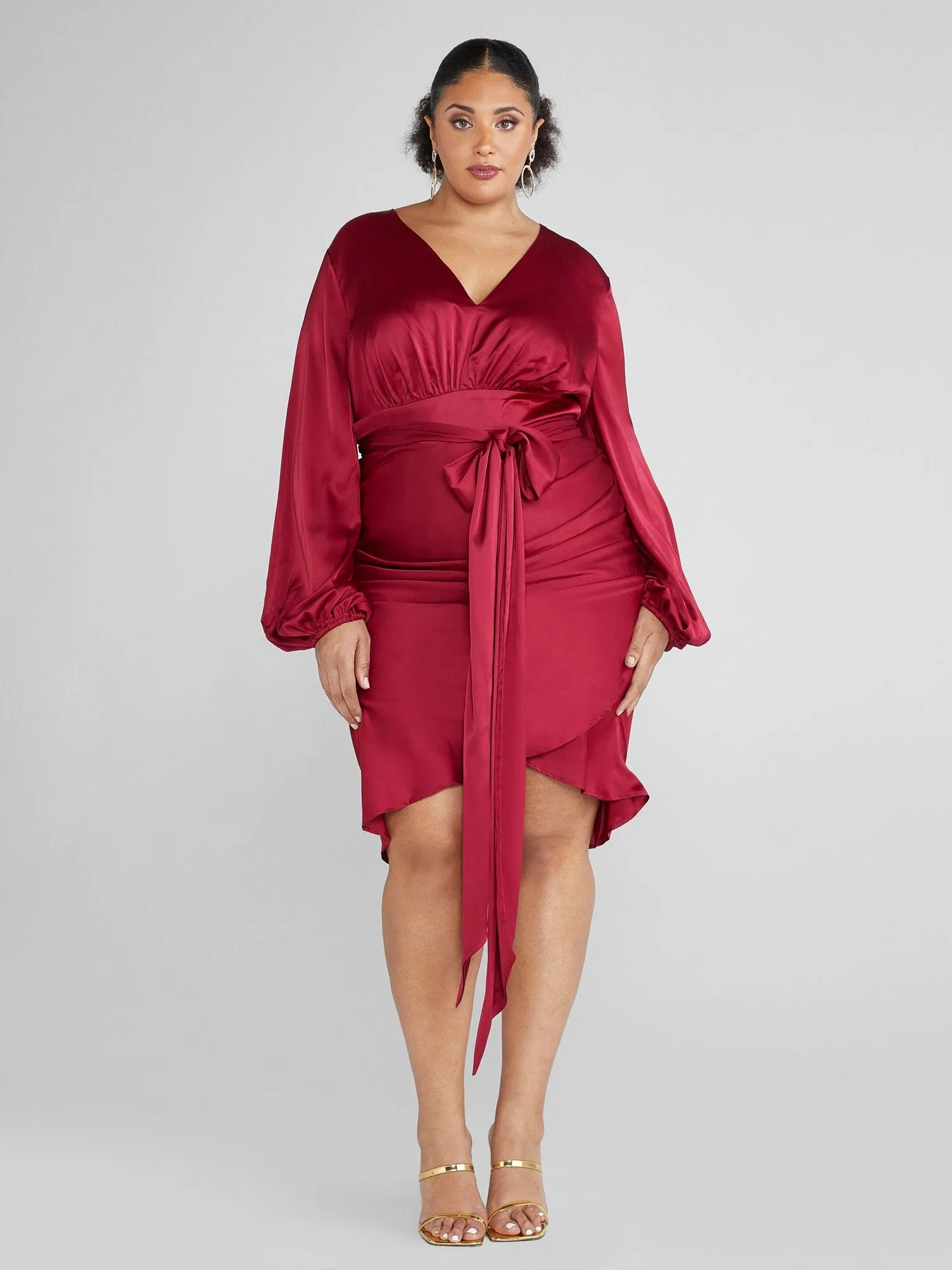 Carlene Tie Front Ruched Dress