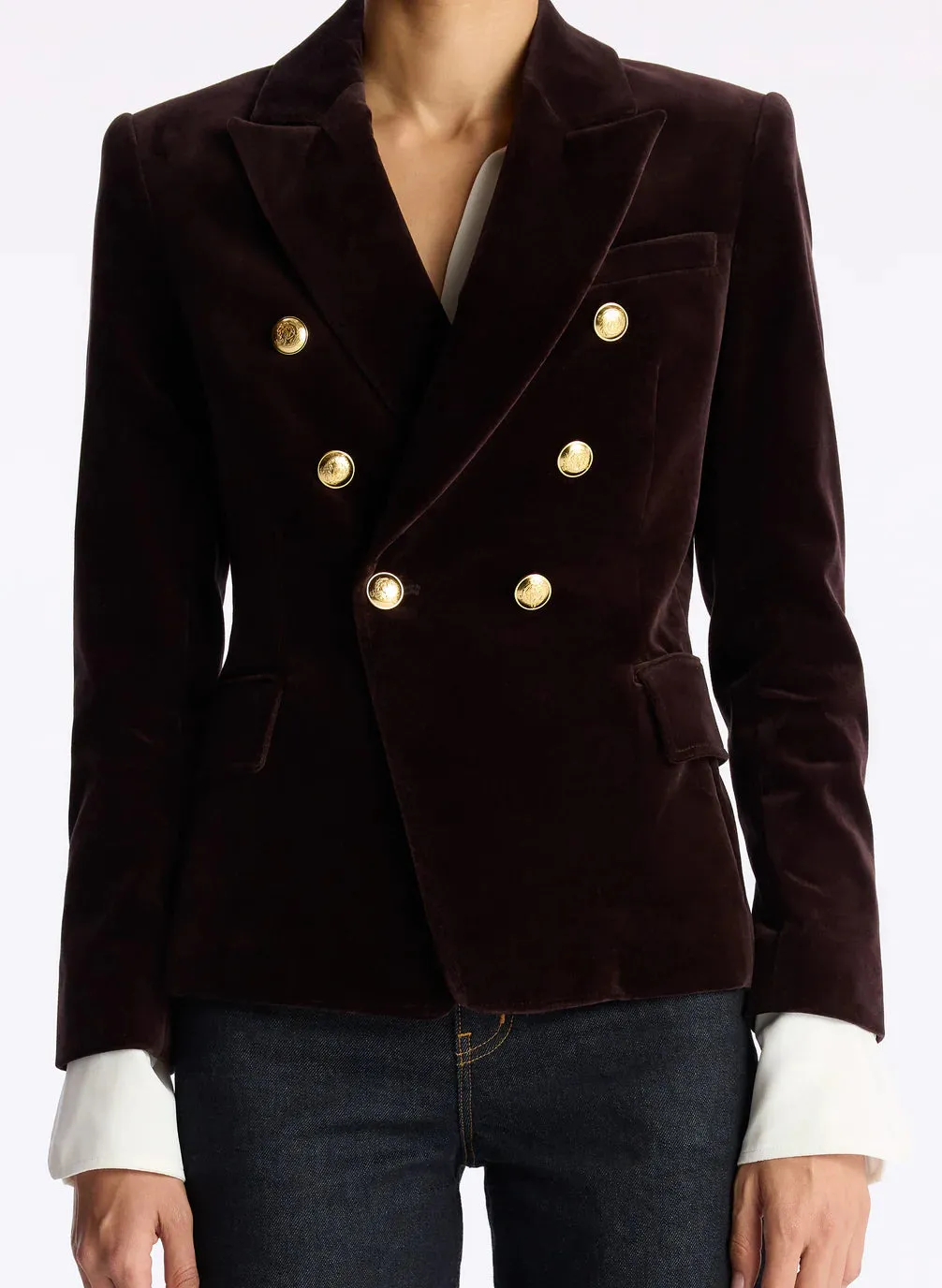 Chelsea Velvet Tailored Jacket - Chocolate