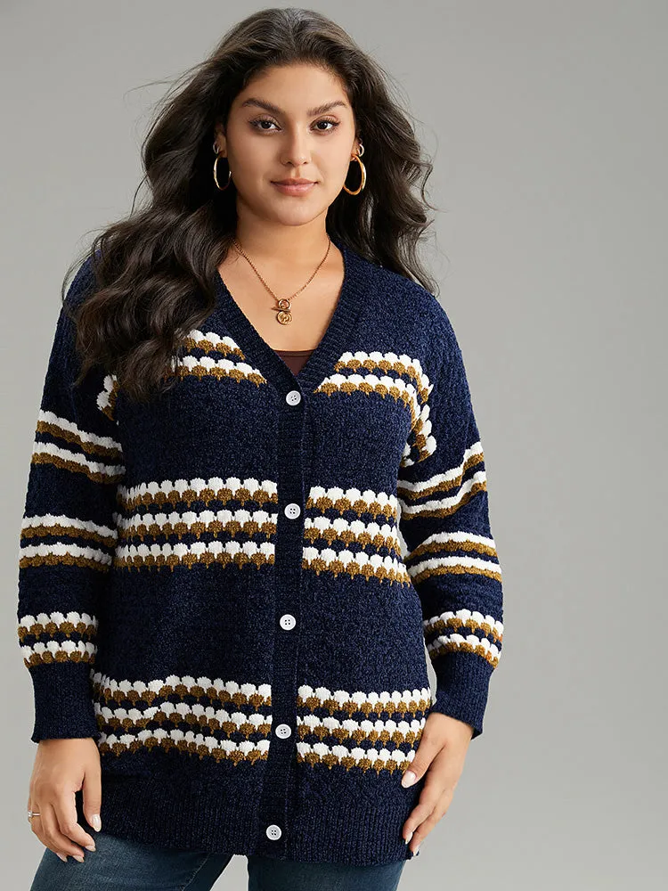 Chenille Geo Button Through Cardigan