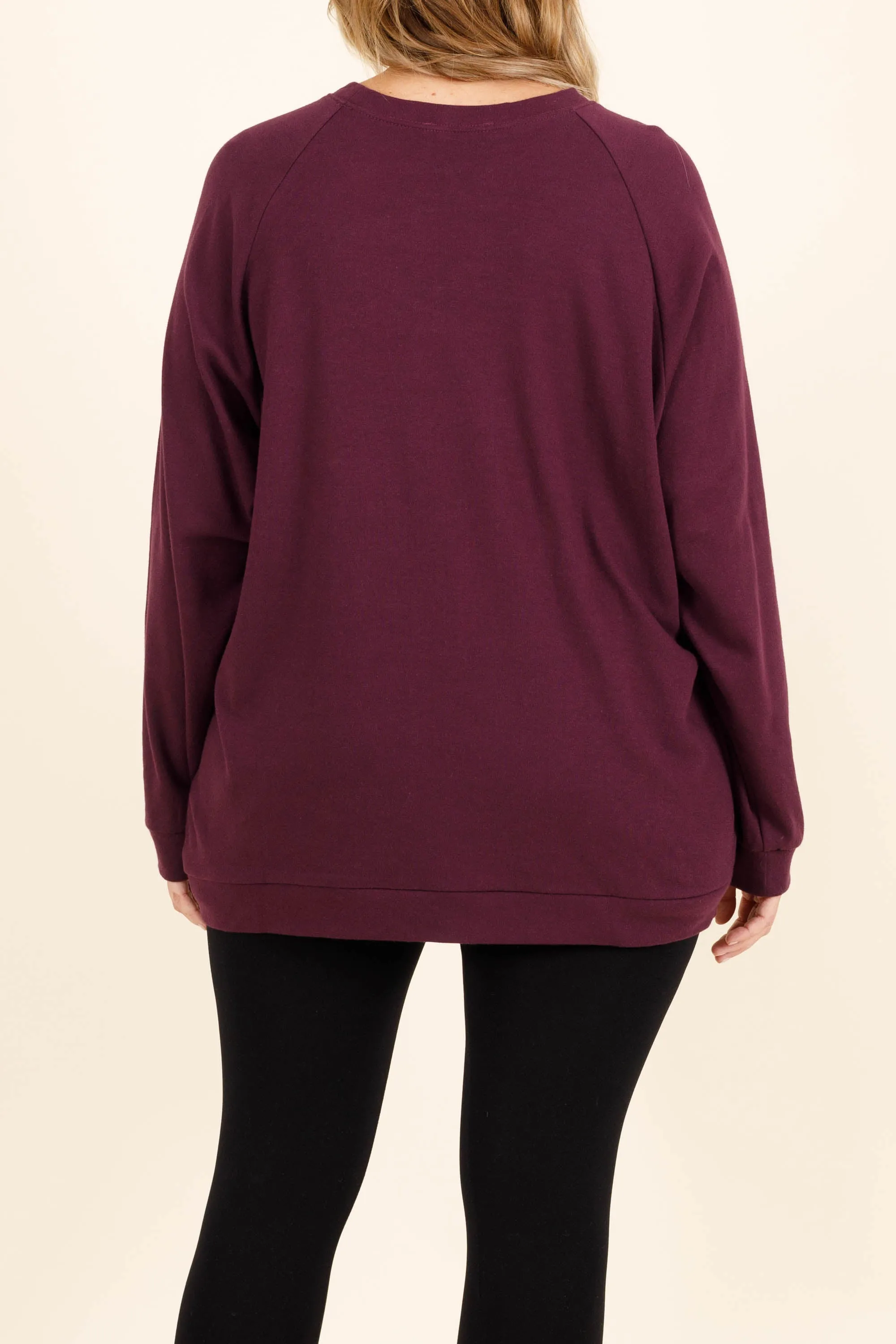 Covered In You Pullover, Dark Plum