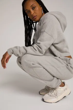 CROPPED & COOL HOODIE | HEATHER GREY001