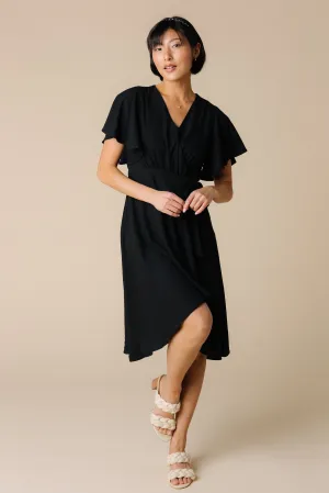 Daphne Tulip Wrap Dress - Black