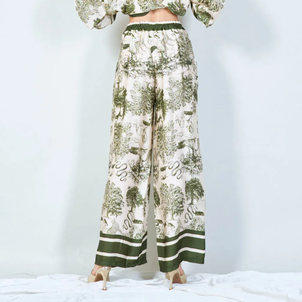 Elegant toile print wide-leg pants wholesale