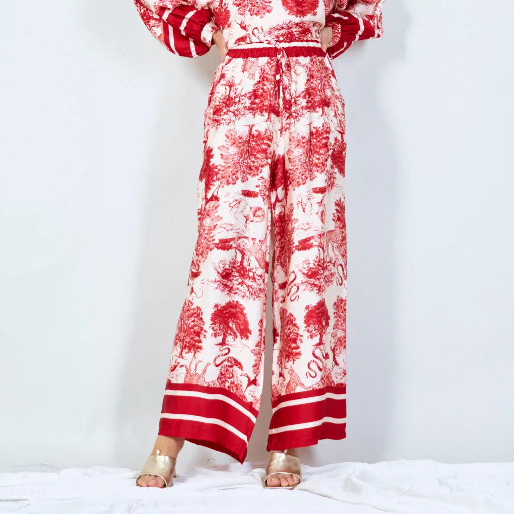 Elegant toile print wide-leg pants wholesale