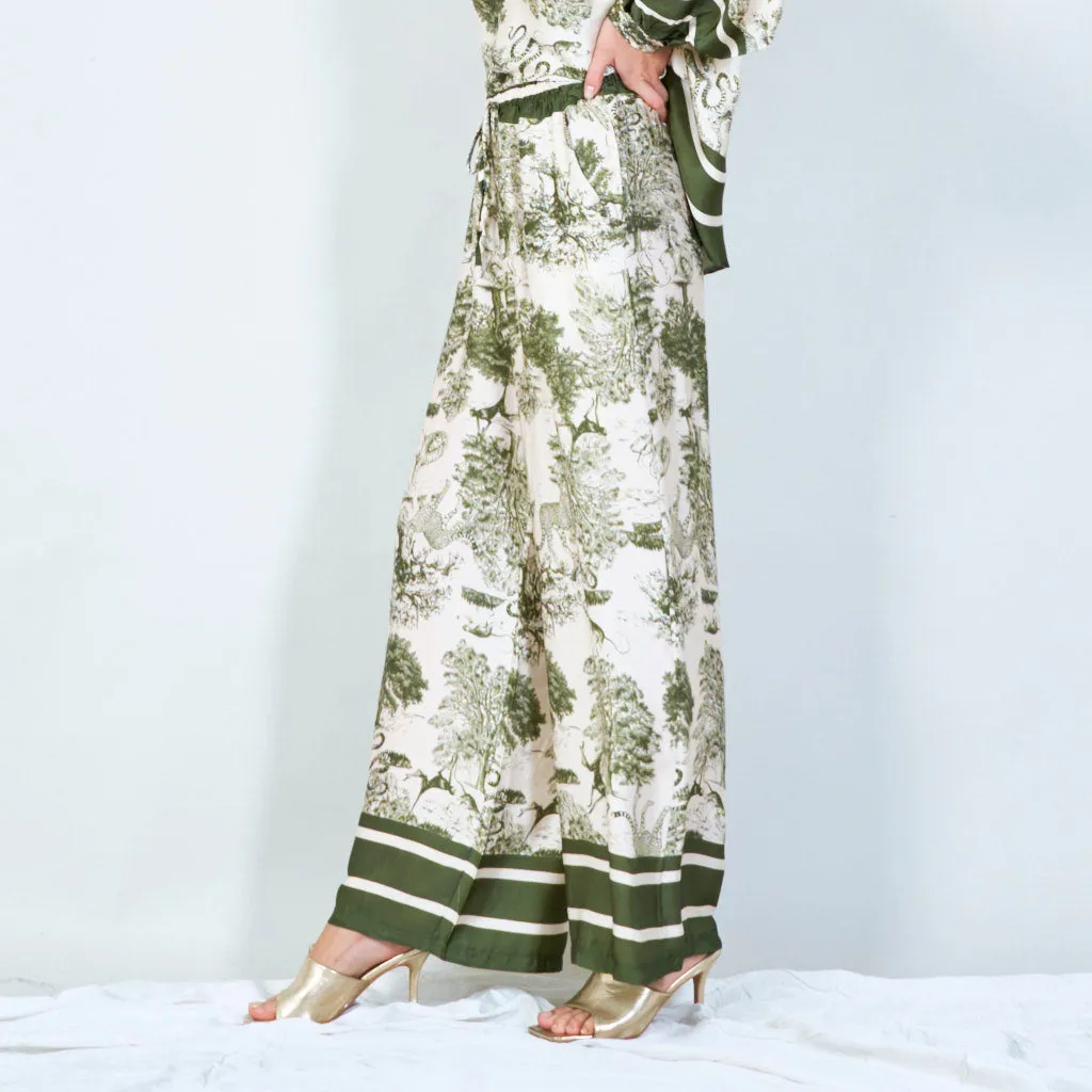 Elegant toile print wide-leg pants wholesale