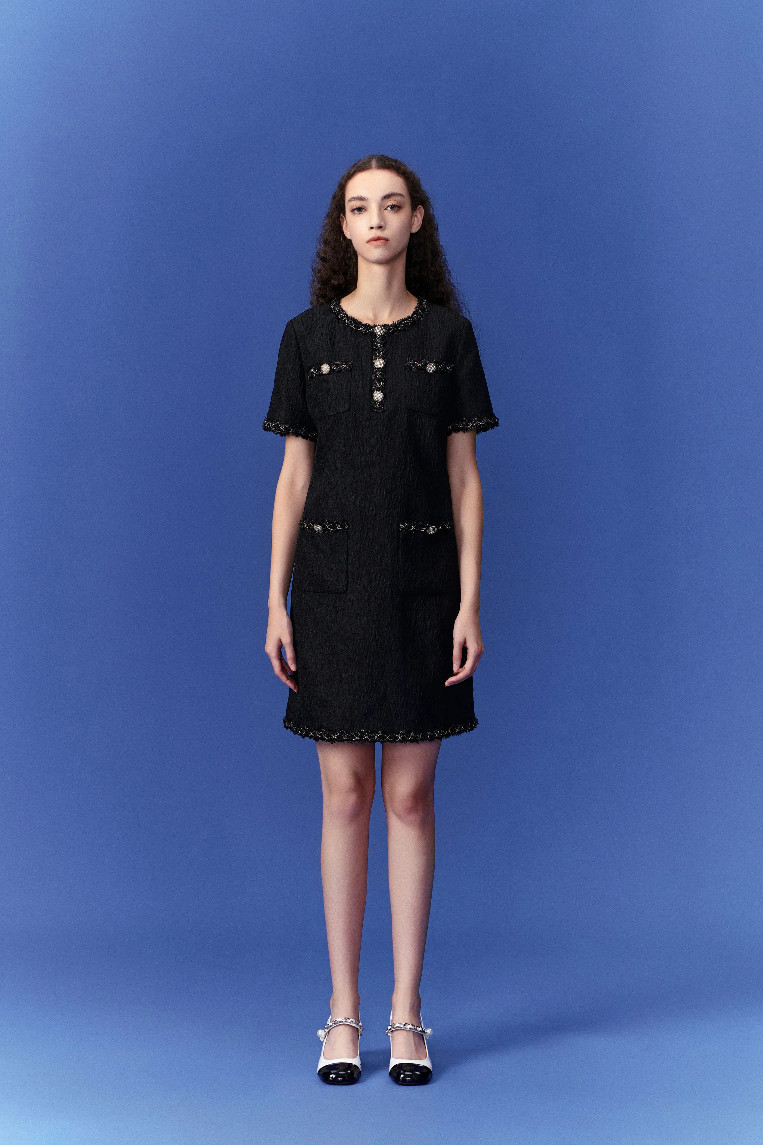 Embossed-pattern Dress