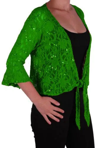 EyeCatch Oversize 12-26 - Darcey Ladies Sequin Cardi Tie Shrug Lace Bolero Top Womens Plus Size