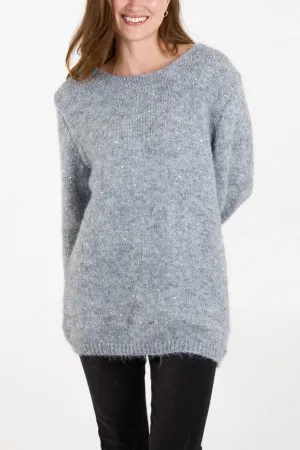 Fluffy Sequin Knit Jumper