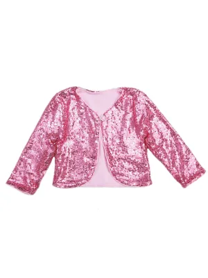 Girls Pink Sequin Long Sleeve Wrap Top 24 Months-6