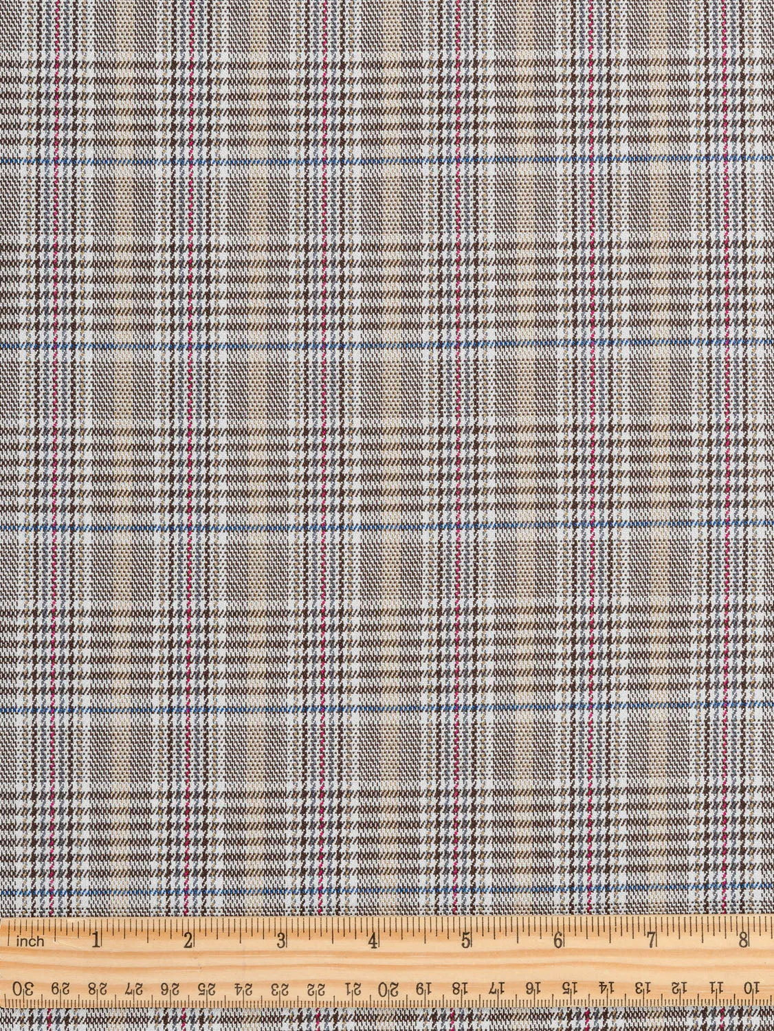 Glen Check Suiting Deadstock - Beige   Umber   Navy   Crimson - Swatch