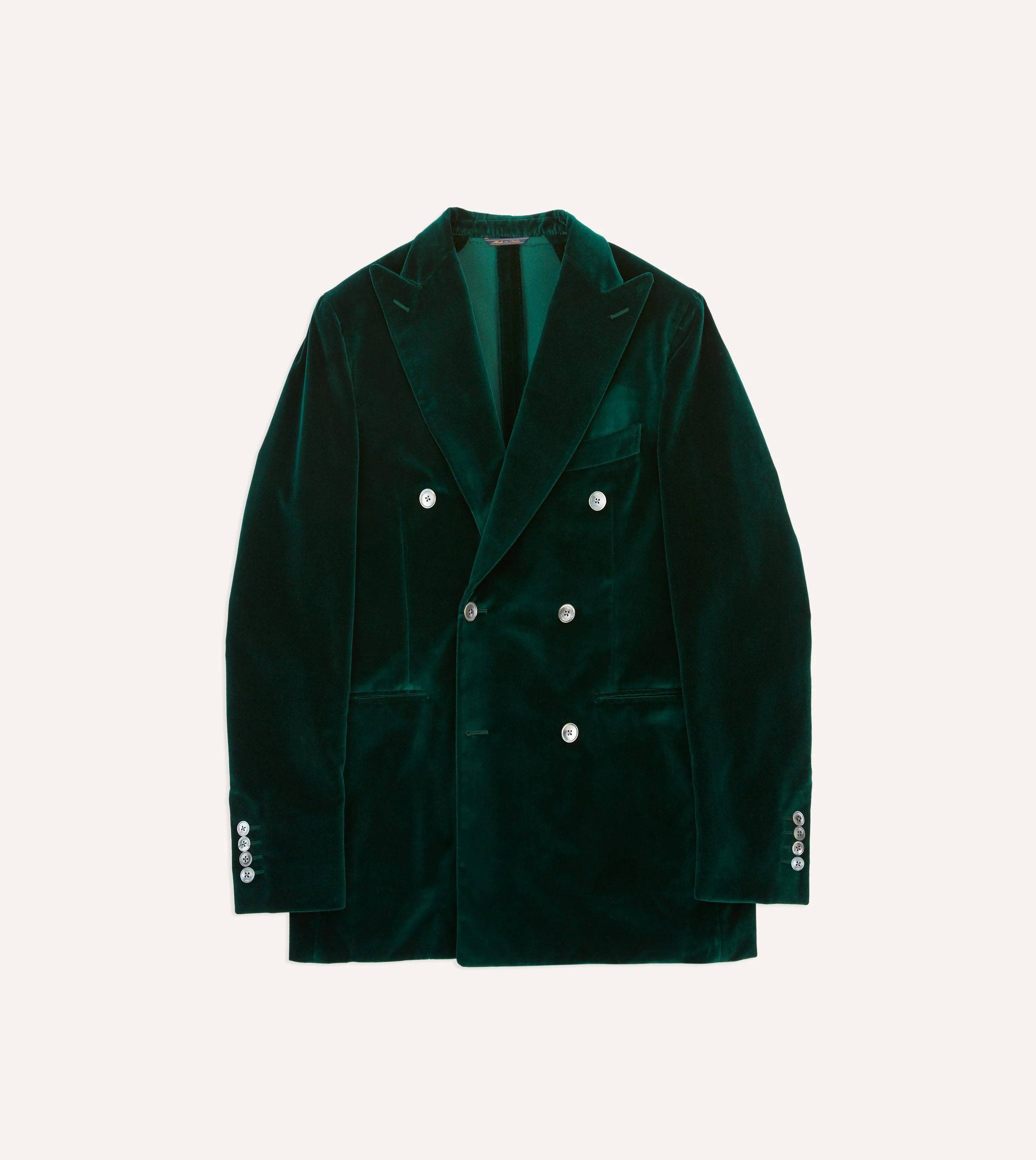 Green Velvet Double-Breasted Tailored Jacket