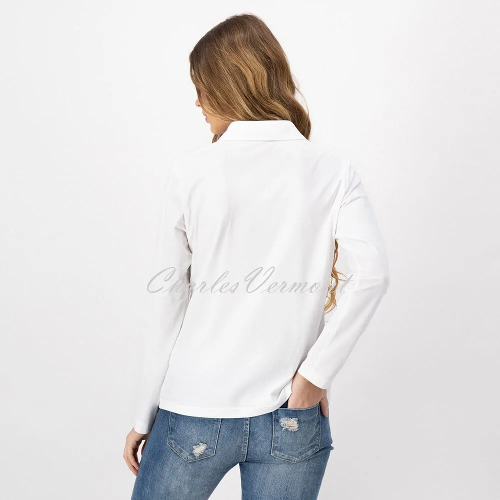 Just White Long Sleeve Blouse – Style J1303-010 (White)