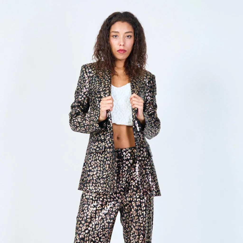 Laminated Leopard Print Blazer wholesale