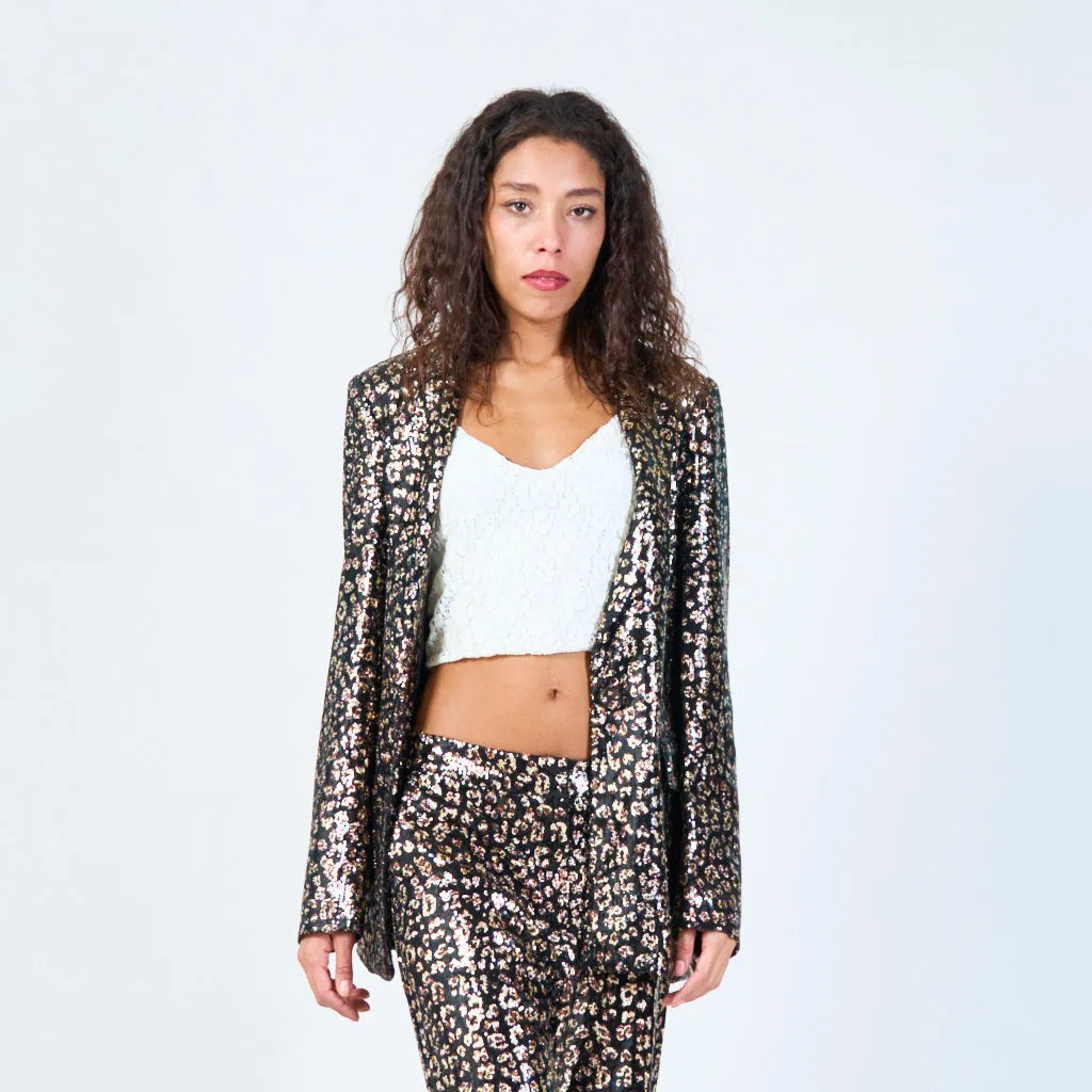 Laminated Leopard Print Blazer wholesale