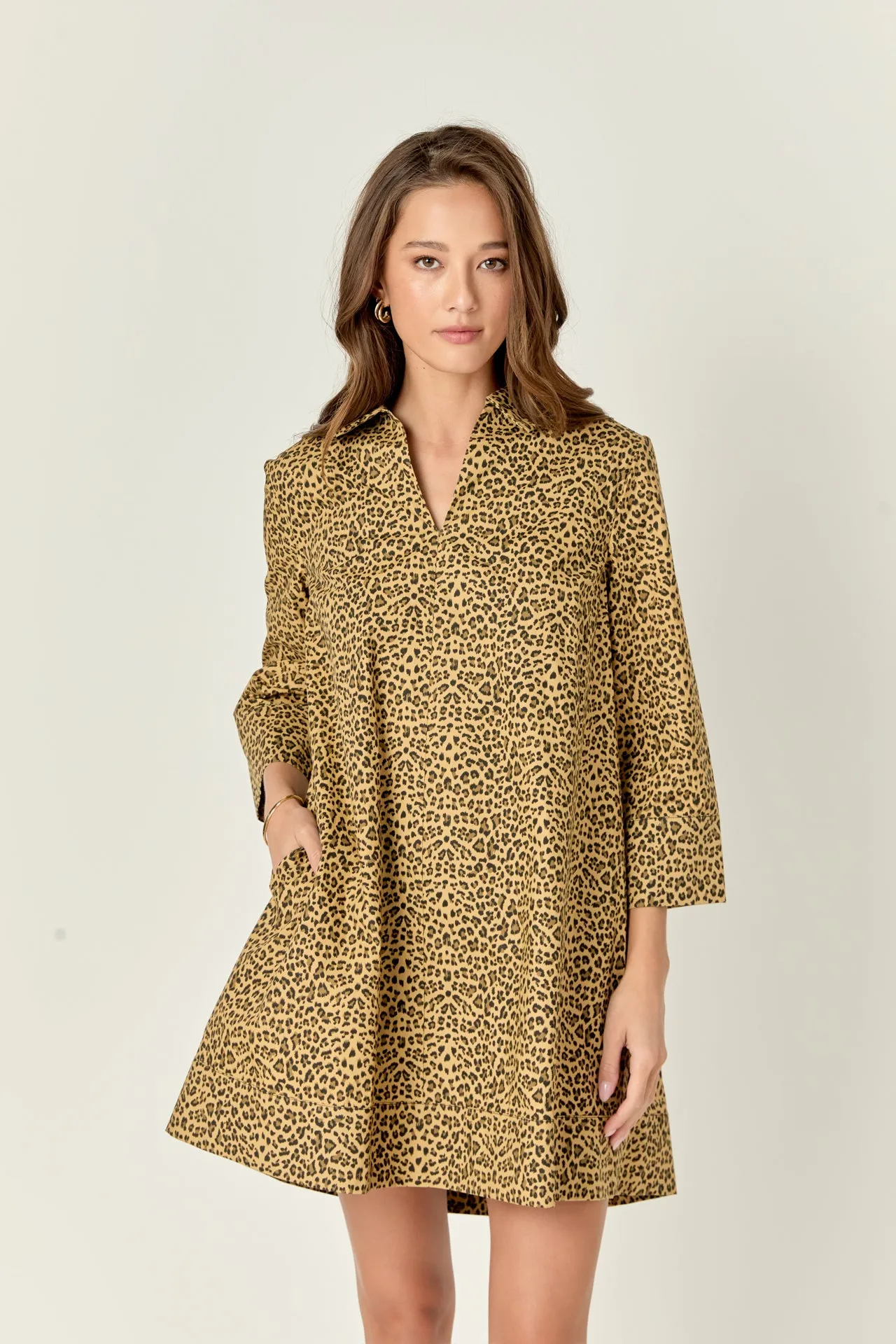 Leopard Collar Mini Dress