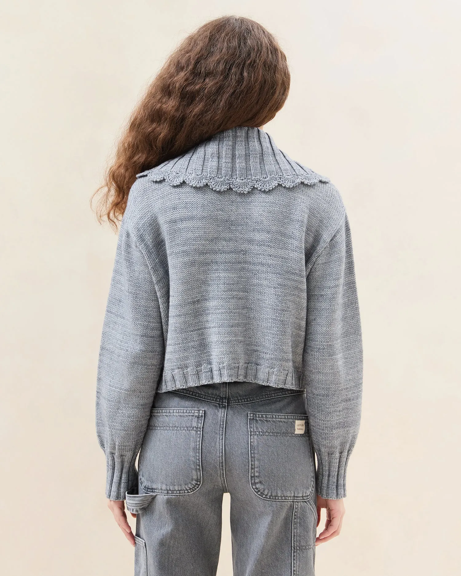 Lo Grey Collared Cardigan