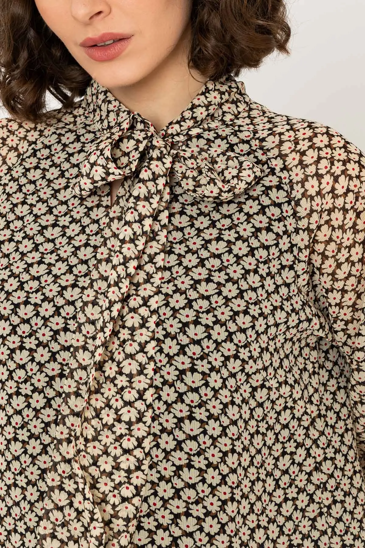 Long Sleeve Black Floral Heritage Blouse