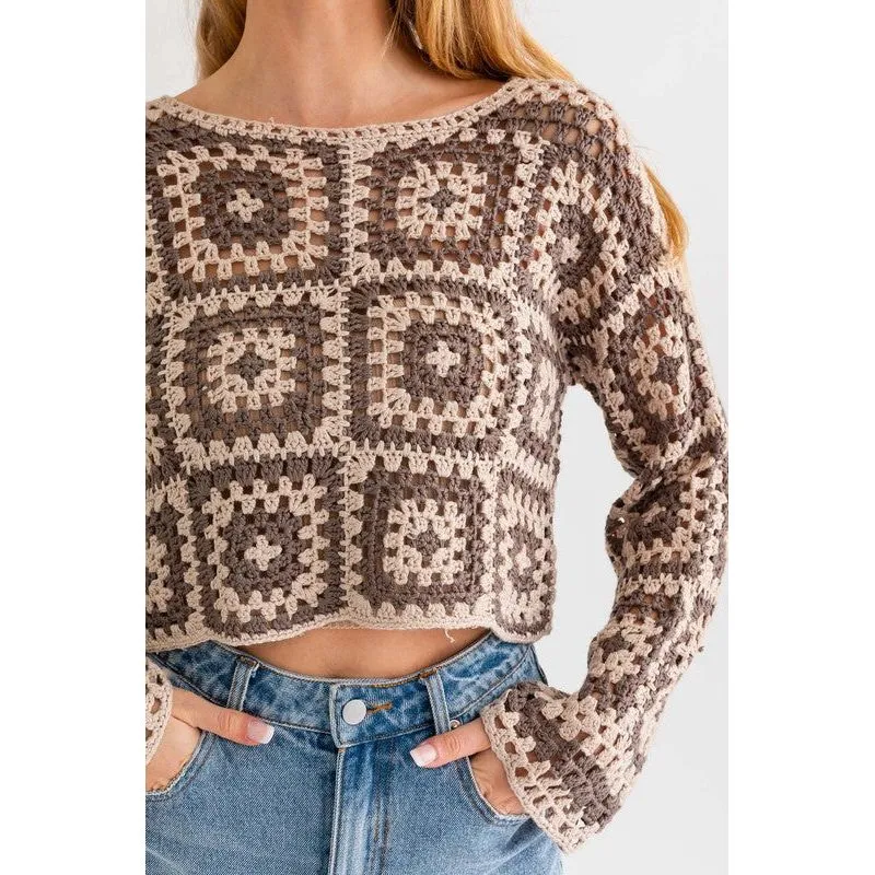 Long Sleeve Crochet Top