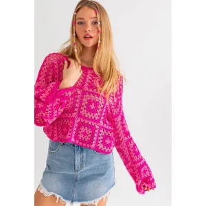 Long Sleeve Crochet Top