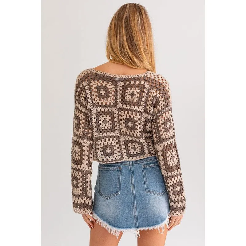 Long Sleeve Crochet Top