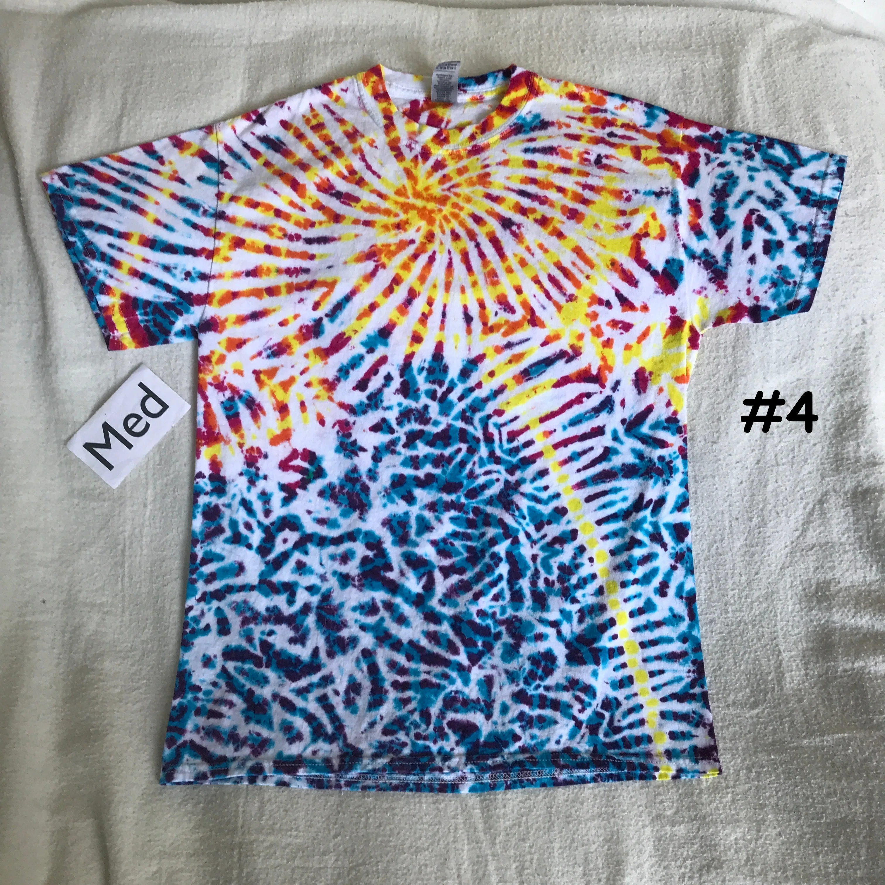 Medium Crystal Rainbows Tie-Dye tee ~ Fireworks #4