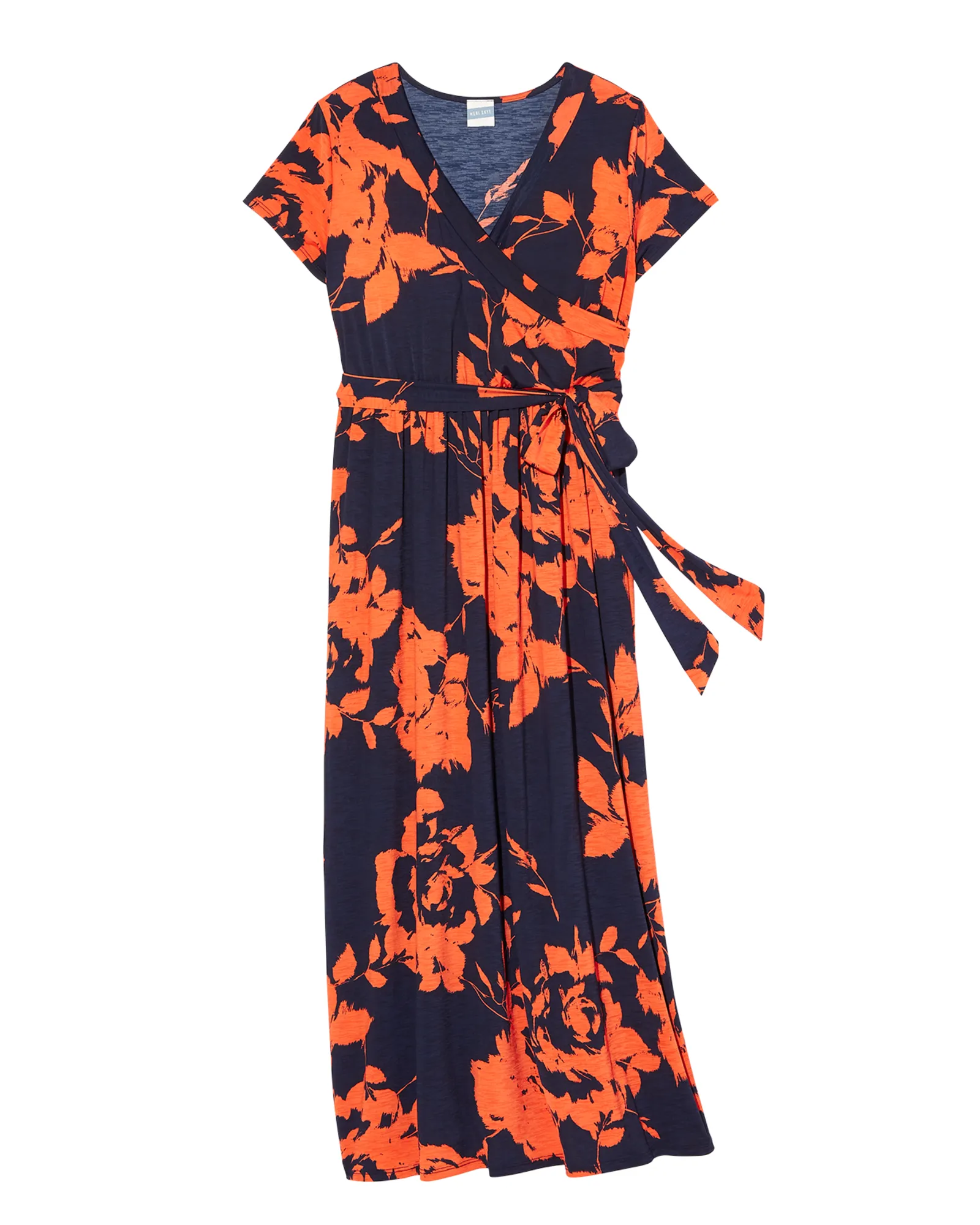 Miami Wrap Maxi Dress | Navy / Orange