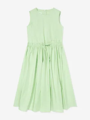 MM6 Maison Margiela Girls Sleeveless Poplin Dress in Green