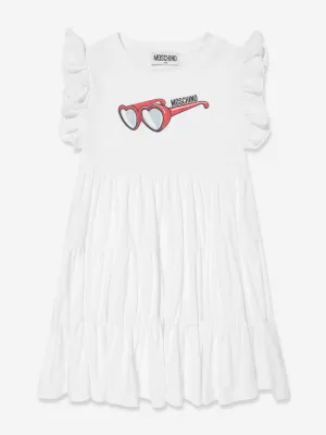 Moschino Girls Cotton Sunglasses Dress in White