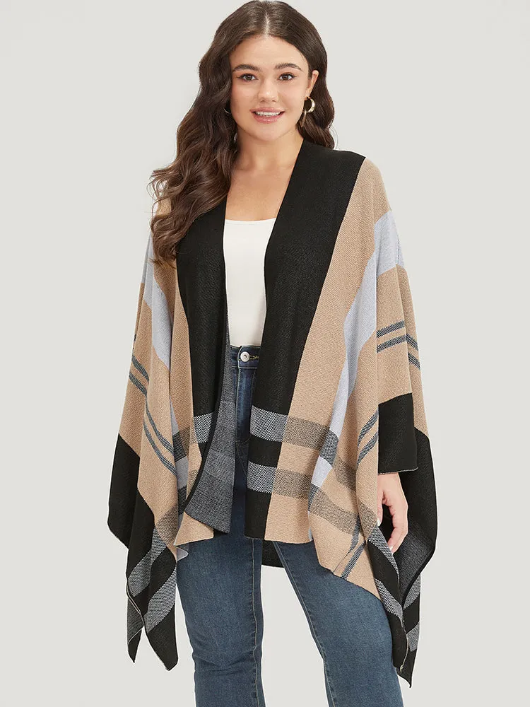 Multi-wear Plaid Shawl Cardigan