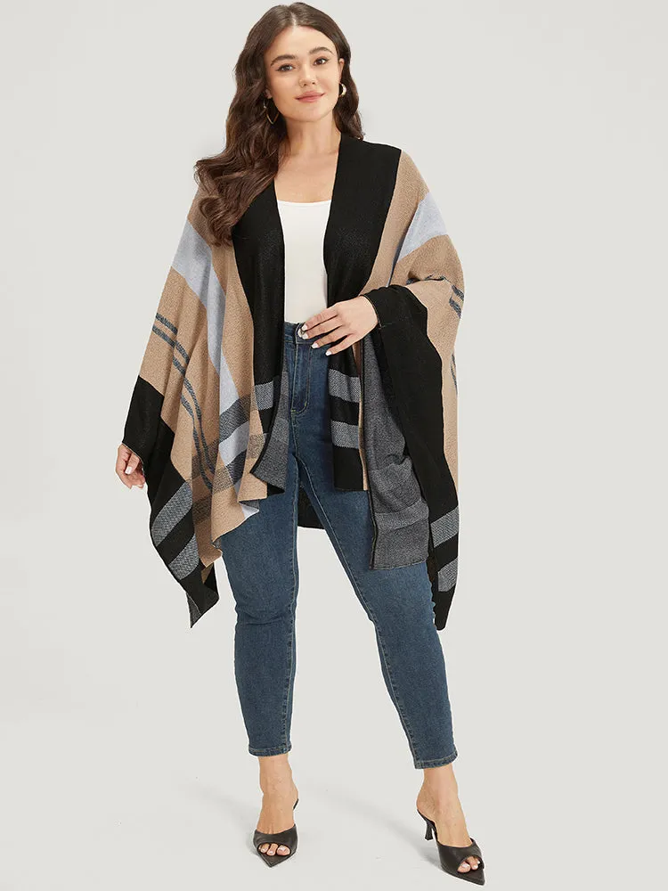 Multi-wear Plaid Shawl Cardigan