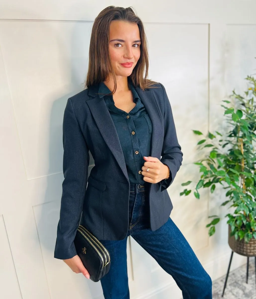 Navy Blue Single Breasted Blazer