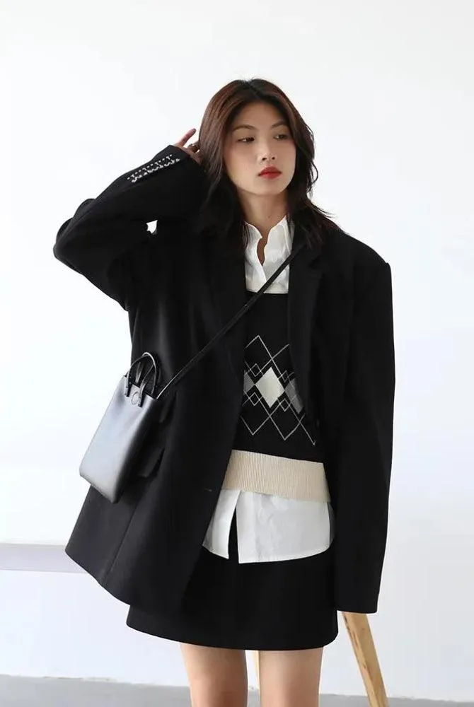 Office Style Wide Shoulder Classy Blazer