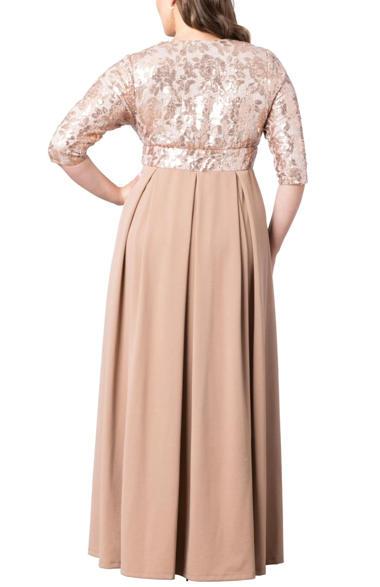 Paris Pleated Sequin Gown - Plus