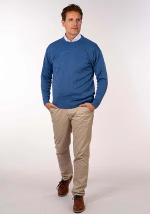 Plain Crew Neck Knit - Denim