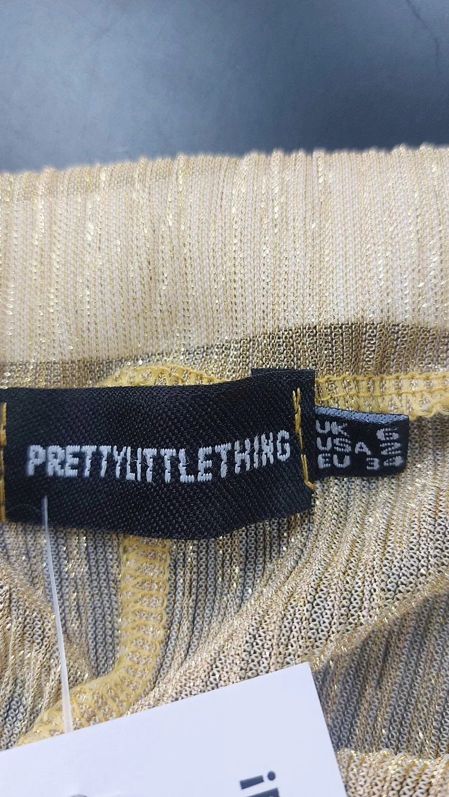 PrettyLittleThing Gold Metallic Trousers UK 6