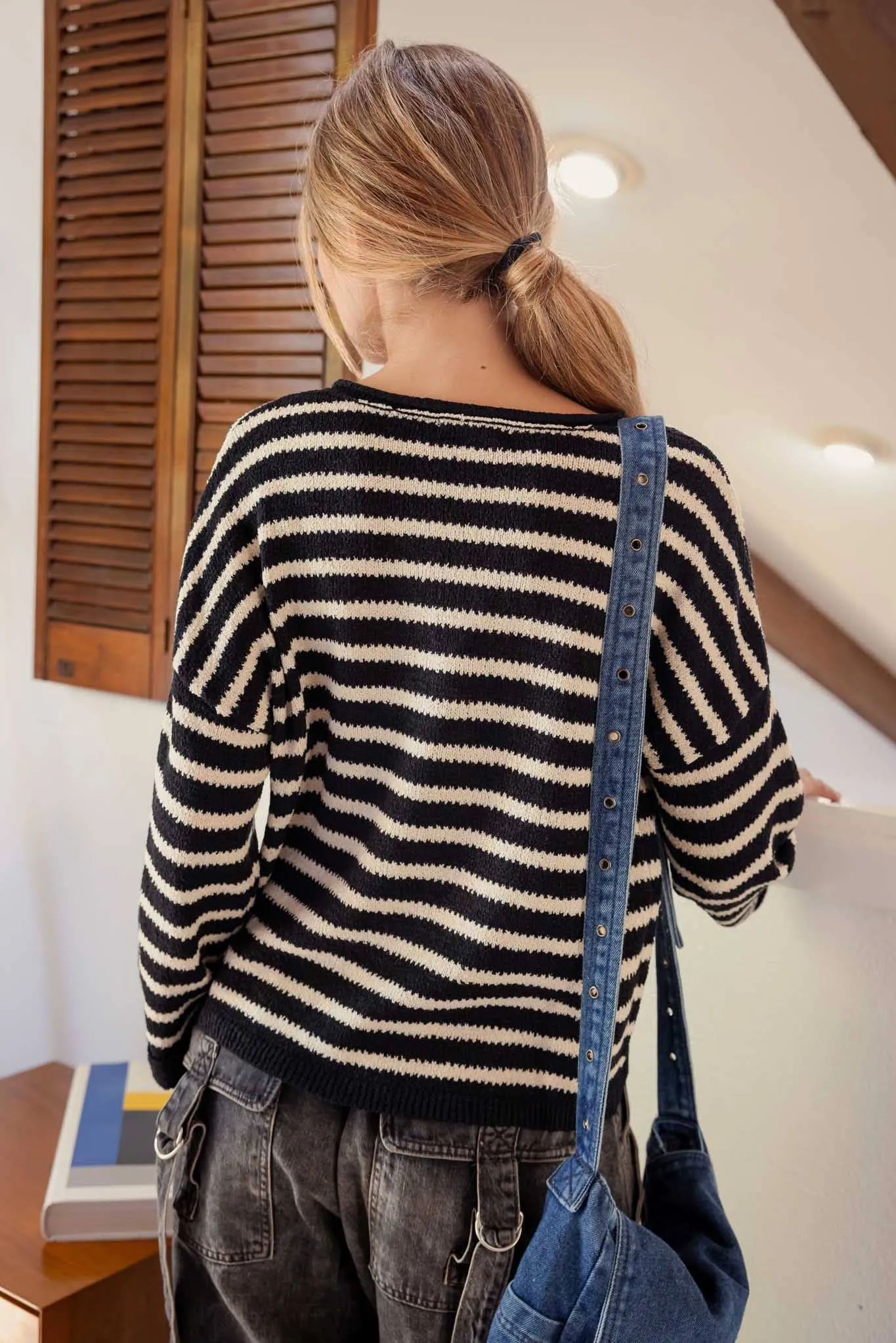 Sarah Stripe Split Neck