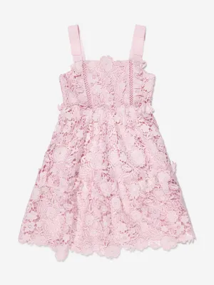 Self Portrait Girls Guipure Lace Mini Dress in Pink