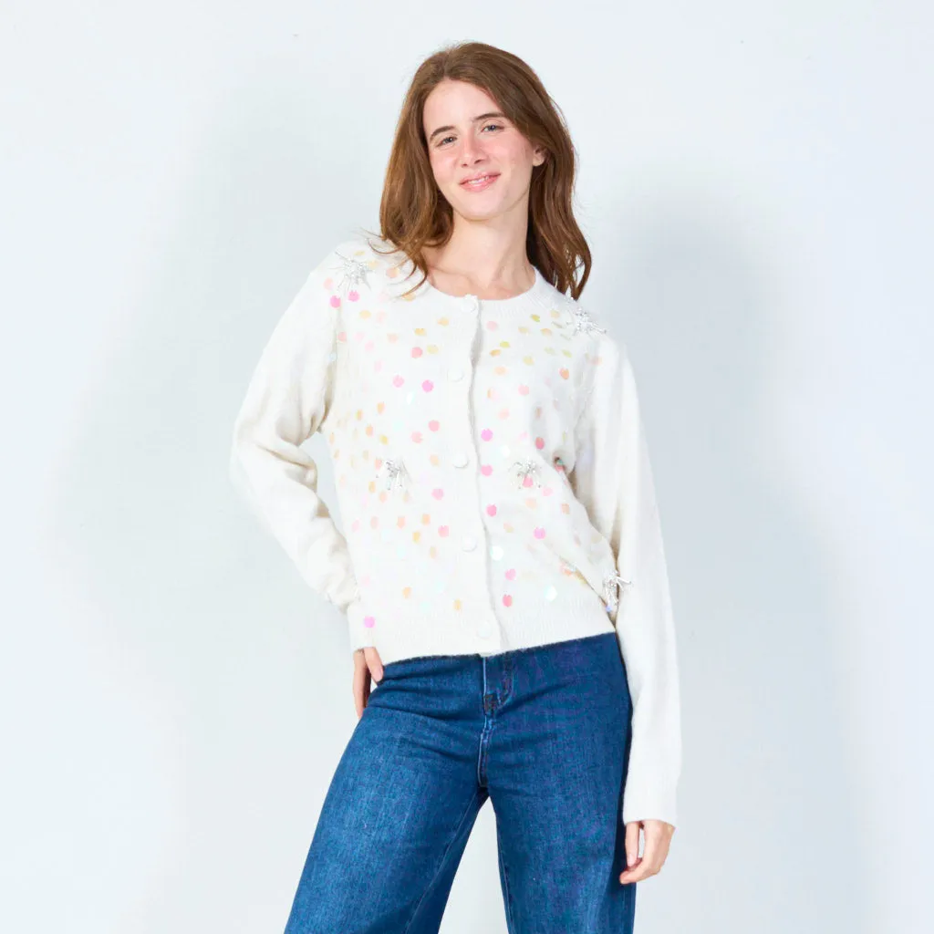 Sequin embellished cardigan with button details wholesale