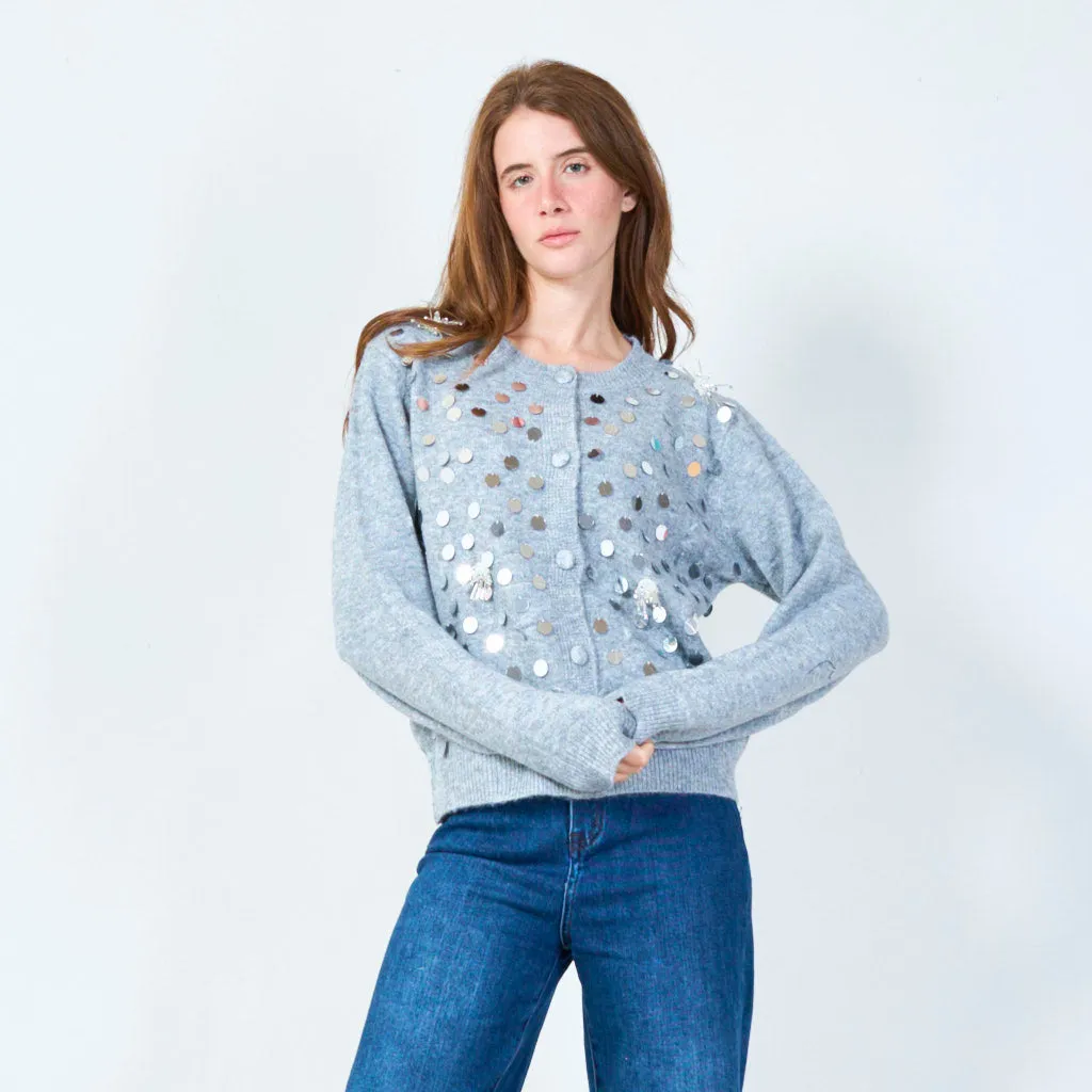 Sequin embellished cardigan with button details wholesale