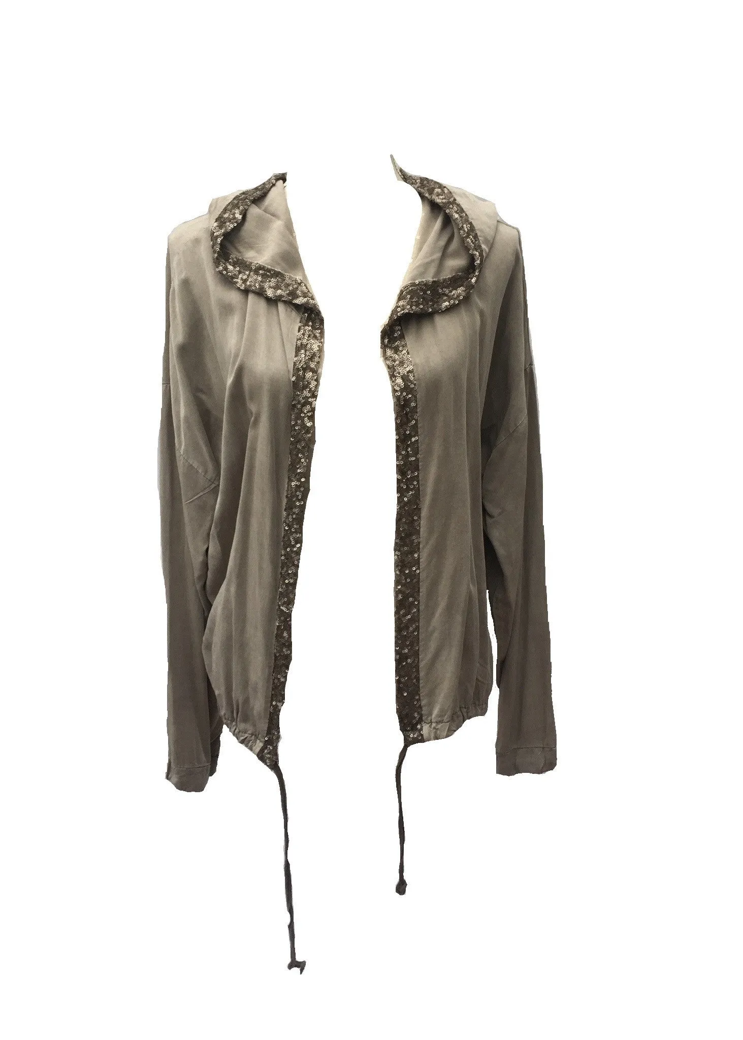 Sequin Hooded Jacket in Washed Stone Made In Italy By Feathers Of Italy One Size