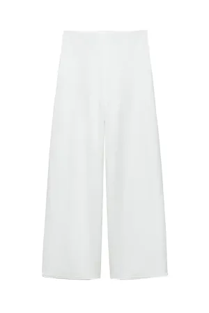 Soft Piqué Wide-Leg Trousers