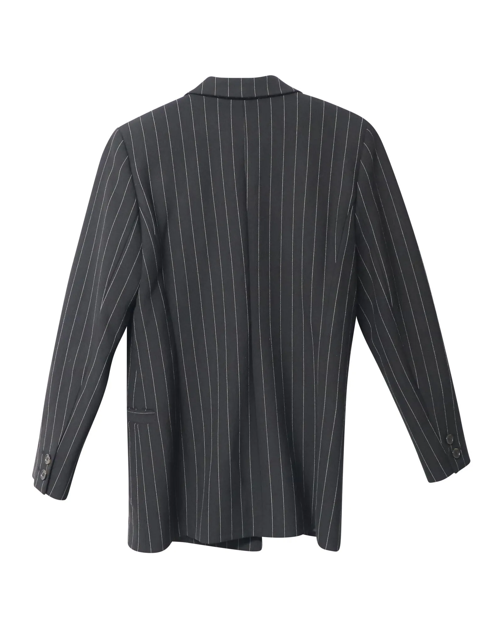 Striped Double-Breasted Blazer in Black Polyester