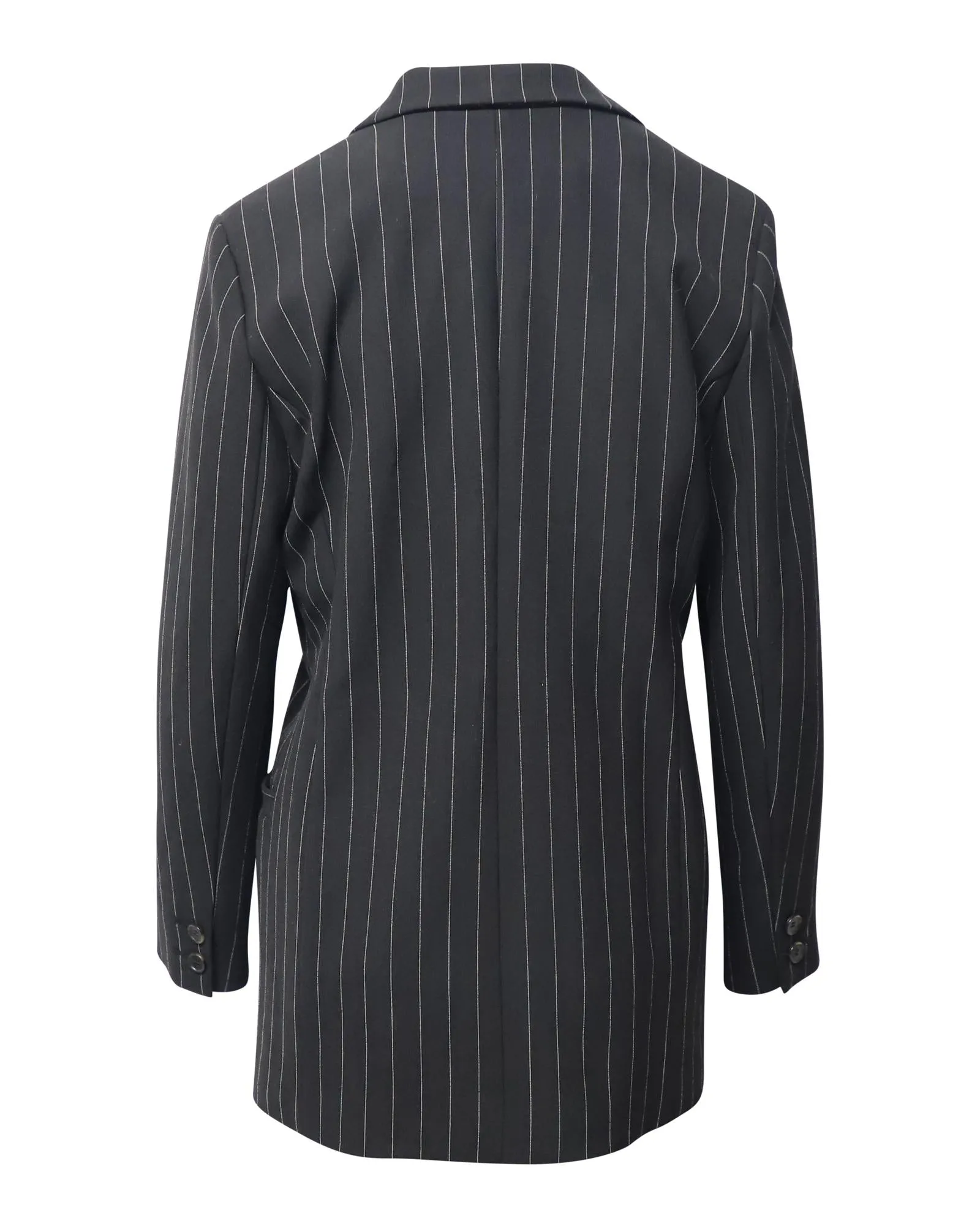 Striped Double-Breasted Blazer in Black Polyester